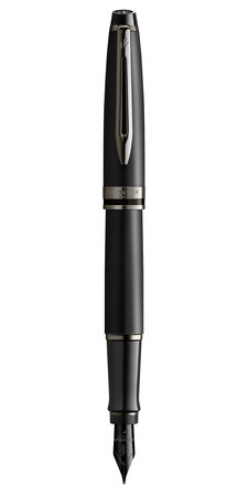 Waterman expert stylo plume  noir métallisé  plume fine  encre bleue  coffret cadeau