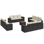 vidaXL Salon de jardin avec coussins 13 Pièces noir résine tressée