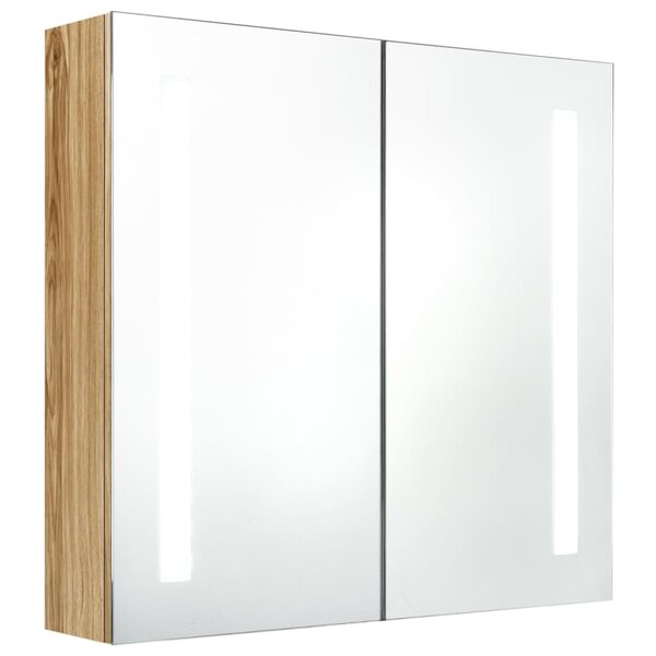 vidaXL Armoire de salle de bain à miroir LED Chêne 62x14x60 cm