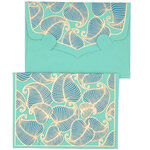 PAPERTREE NATURE Lot de 5 Mini Enveloppes Message + carte 8 5x6cm Océan/Or