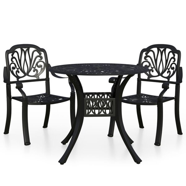 Ensemble de bistro jardin meuble extérieur terrasse 3 pièces aluminium coulé noir 02_0013512