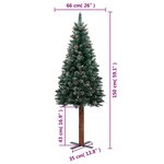 vidaXL Sapin de Noël mince bois véritable et neige blanche vert 150 cm