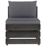 vidaXL Salon de jardin 3 Pièces avec coussins Bois imprégné de gris