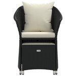 vidaXL Salon de jardin 2 Pièces avec coussins Noir Résine tressée