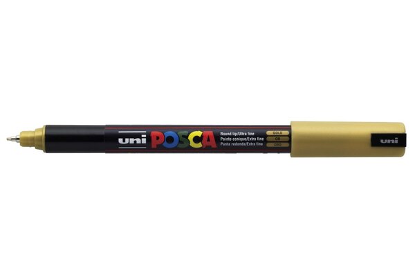 Marqueur pointe calibrée extra-fine POSCA PC1MR 0 7mm Or x 12 POSCA