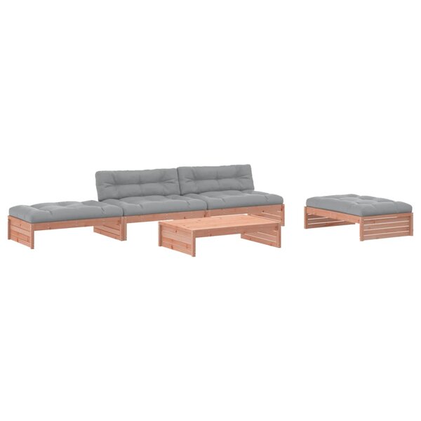 vidaXL Salon de jardin 5 Pièces avec coussins bois massif douglas
