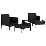 Salon de jardin meuble d'extérieur ensemble de mobilier 5 pièces avec coussins noir résine tressée 02_0016422