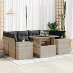 vidaXL Salon de jardin avec coussins 7 Pièces gris clair résine tressée