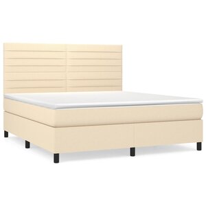 vidaXL Sommier à lattes de lit avec matelas Crème 180x200 cm Tissu