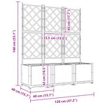 vidaXL Jardinière de jardin avec treillis 3 Pièces gris clair 120x40x143 cm
