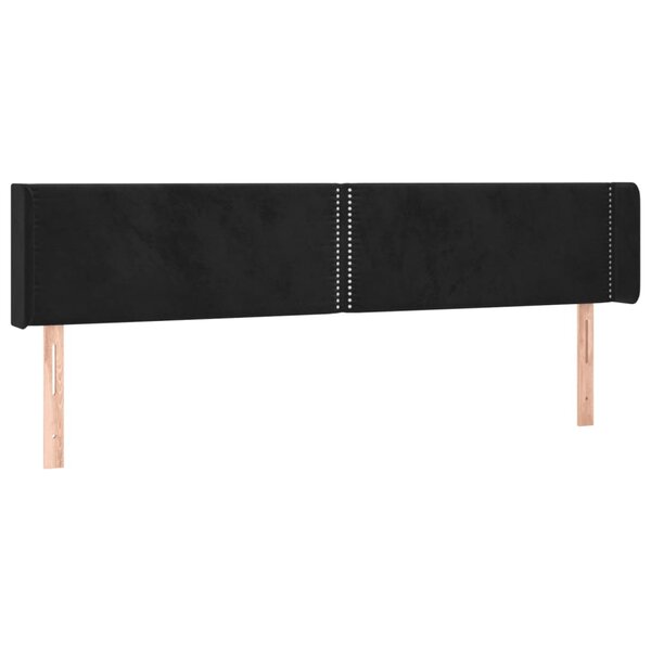 vidaXL Tête de lit avec oreilles Noir 203x16x78/88 cm Velours