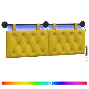 vidaXL Tête de lit suspendue Avec lumière LED Jaune Velours