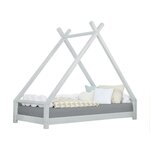 Lit tipi enfant TAHUKA 140 x 200 gris clair
