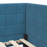 vidaXL Cadre de lit d'angle avec tête de lit Bleu 90 x 200 cm Velours