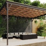 vidaXL Salon de jardin 12 Pièces avec coussins Résine tressée Noir