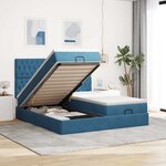 vidaXL Cadre de lit ottoman avec matelas bleu foncé 200x200 cm velours