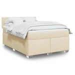 vidaXL Sommier à lattes de lit avec matelas Crème 140x200 cm Tissu