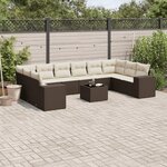 vidaXL Salon de jardin et coussins 11 Pièces marron résine tressée