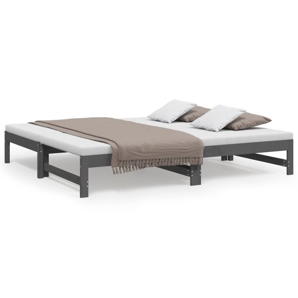 vidaXL Lit coulissant Gris 2x(90x190) cm Bois de pin massif