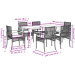 vidaXL Ensemble à manger de jardin et coussins 7 Pièces gris rotin