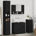 vidaXL Ensemble de mobilier de salle de bain avec tiroir 4 Pièces Noir