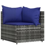 vidaXL Salon de jardin 4 Pièces avec coussins Gris Résine tressée