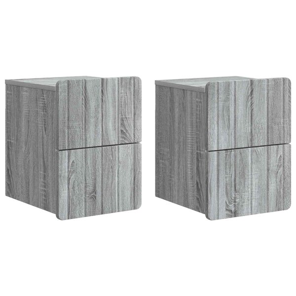 vidaXL Cabinet de chevet mural 2 Pièces Sonoma gris 33 x 34 5 x 43 cm