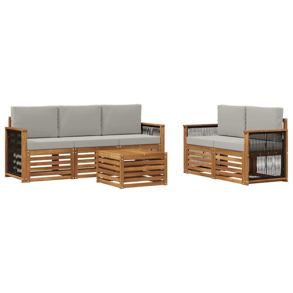 vidaXL Ensemble de canapés d'extérieur 6 pc Naturel et gris clair