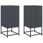vidaXL Tables de chevet 2 Pièces anthracite 36x39x78 cm acier