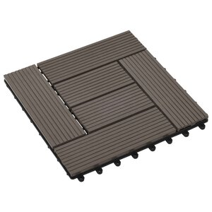 vidaXL Carreau de terrasse 11 pc Marron foncé 30 x 30 cm WPC