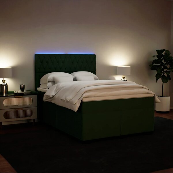 Sommier À Lattes De Lit Et Matelas Vert Foncé 140x200cm Velours à Prix