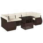 vidaXL Salon de jardin 8 Pièces avec coussins marron résine tressée