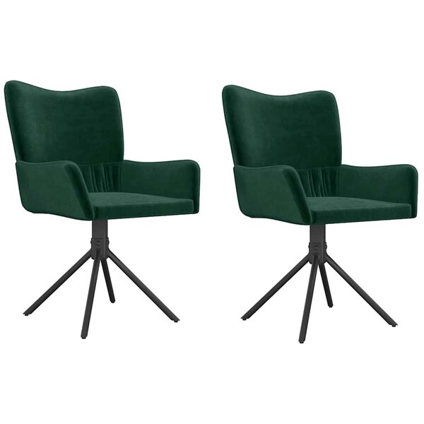 vidaXL Chaises pivotantes à manger lot de 2 Vert foncé Velours