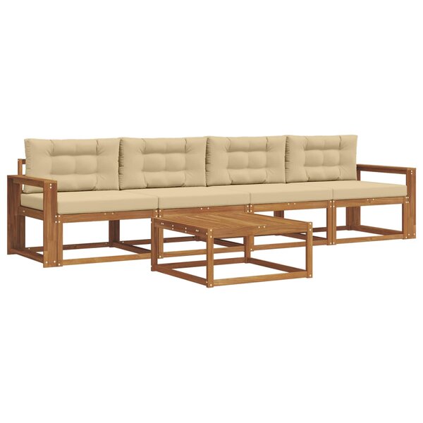 vidaXL Ensemble de canapés d'extérieur 5 Pièces Naturel et Beige