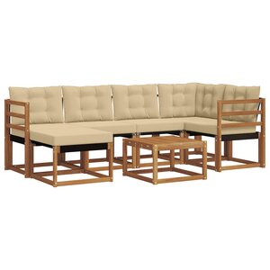 vidaXL Ensemble de canapés d'extérieur 7 Pièces Naturel et Beige