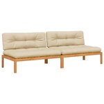 vidaXL Canapés centraux palette de jardin et coussins 2Pièces bois acacia