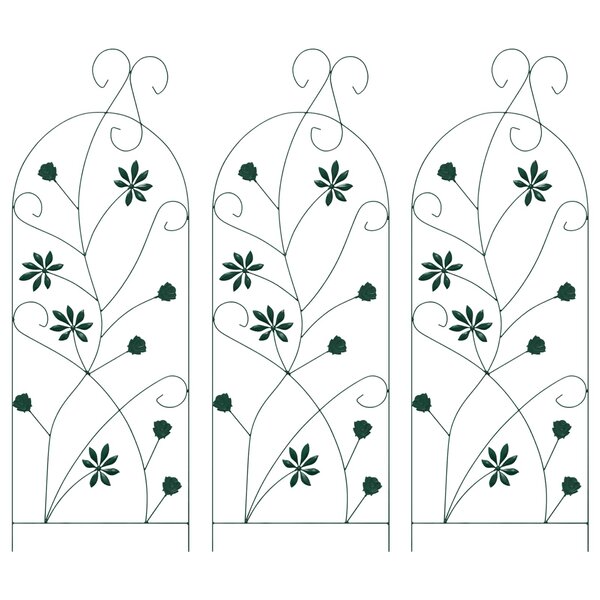vidaXL Clôture de jardin 3 pc Vert 112 x 39 5 cm Acier