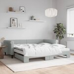 vidaXL Lit de jour et gigogne et matelas gris clair 100x200 cm velours