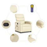 vidaXL Fauteuil inclinable de massage Crème Similicuir