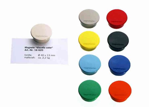 Discofix aimant rond 'color', noir MAGNÉTOPLAN