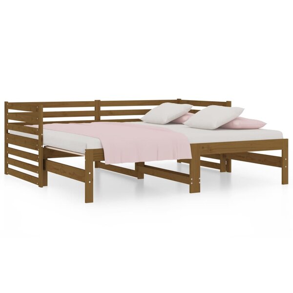 vidaXL Lit coulissant Marron miel 2x(90x190) cm Bois de pin massif