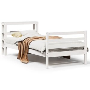 vidaXL Cadre de lit sans matelas blanc 75x190 cm bois de pin massif