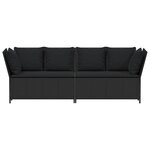 vidaXL Canapé de jardin avec coussins Noir Résine tressée