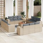 vidaXL Salon de jardin avec coussins 13 Pièces beige résine tressée