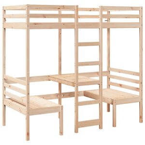 vidaXL Lit mezzanine avec bureau et chaises 90x190 cm pin massif