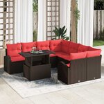 vidaXL Ensemble de canapé de jardin 9 Pièces Marron 100 x 55 x 73 cm