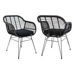 6 fauteuils en polyrotin noir TRIESTE
