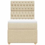 vidaXL Sommier à lattes de lit avec matelas Crème 100x200 cm Tissu