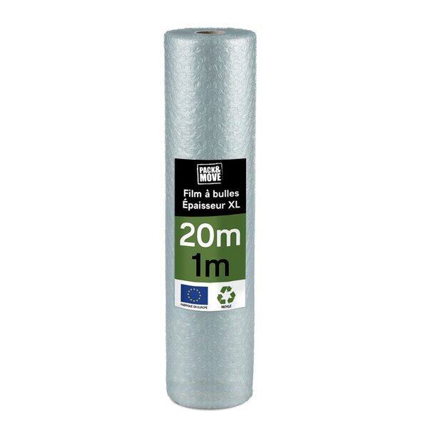 Pack And Move - Film À Bulle Recyclé - 1 X 20 M - Déménagement  Expédition Et Protection - Papier Bulle De Qualité - 70  recyclé