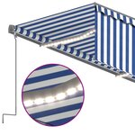 vidaXL Auvent rétractable manuel avec store et LED 5x3 m Bleu et blanc
